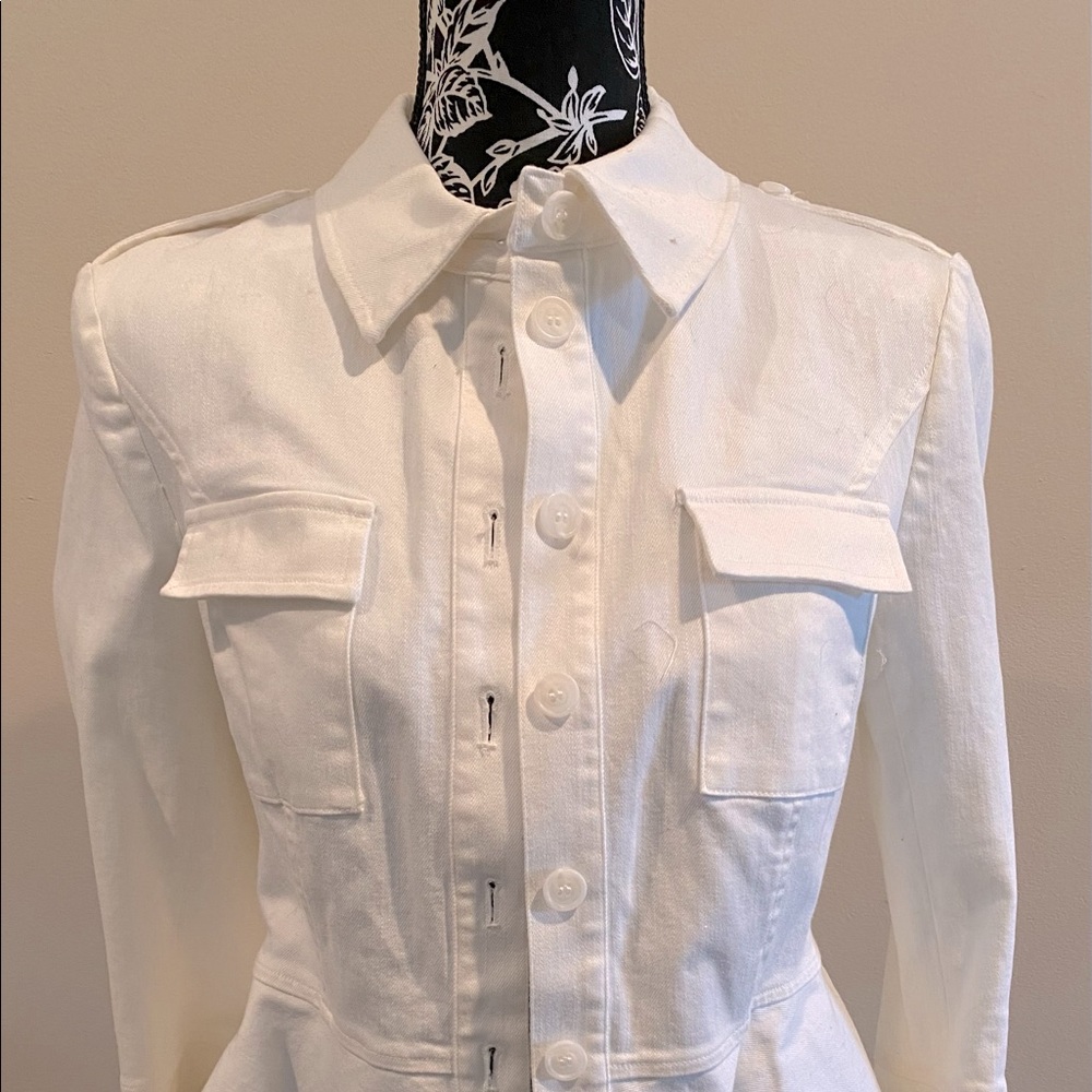 Scripted fitted peplum jacket